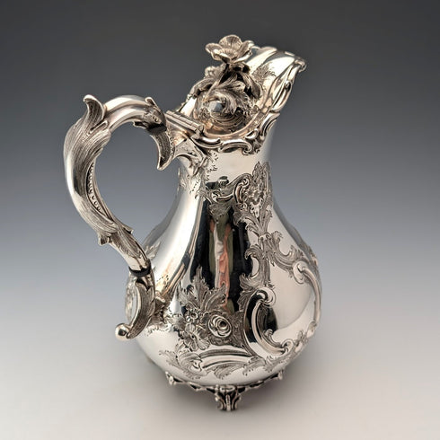 維多利亞早期英國古董銀盤水壺 Martin & Hall