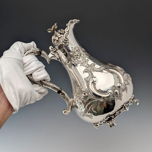 維多利亞早期英國古董銀盤水壺 Martin & Hall