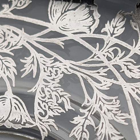 Vintage American Silver Overlay Divided Bowl with UV Glow Glass