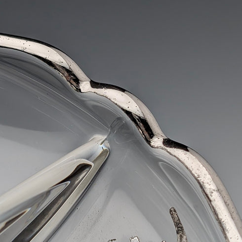 Vintage American Silver Overlay Divided Bowl with UV Glow Glass