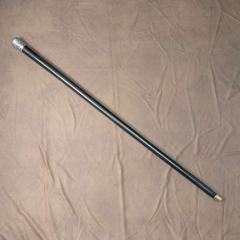 1900年頃 英国アンティーク ブラックシャフト 純銀製ロンデルハンドル 杖 88cm