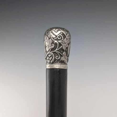 約 1900 年英國古董黑軸純銀圓柄手杖 88 厘米