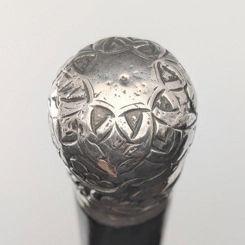 約 1900 年英國古董黑軸純銀圓柄手杖 88 厘米