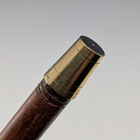 約 1921 年英國古董棕色桿,彎曲手柄,純銀裝飾,手杖,88 厘米