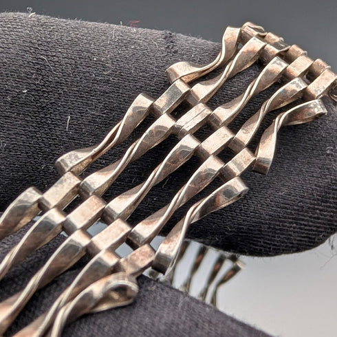 1970年 英国ヴィンテージ 純銀製 バーゲートスタイル ブレスレット 9g