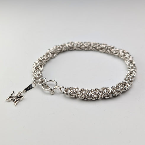 Vintage sterling silver Byzantine chain bracelet 21g