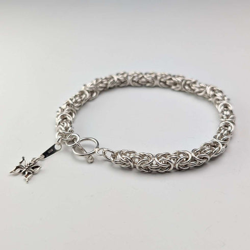 Vintage sterling silver Byzantine chain bracelet 21g