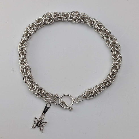 Vintage sterling silver Byzantine chain bracelet 21g