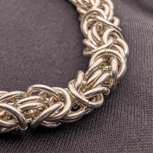 Vintage sterling silver Byzantine chain bracelet 21g