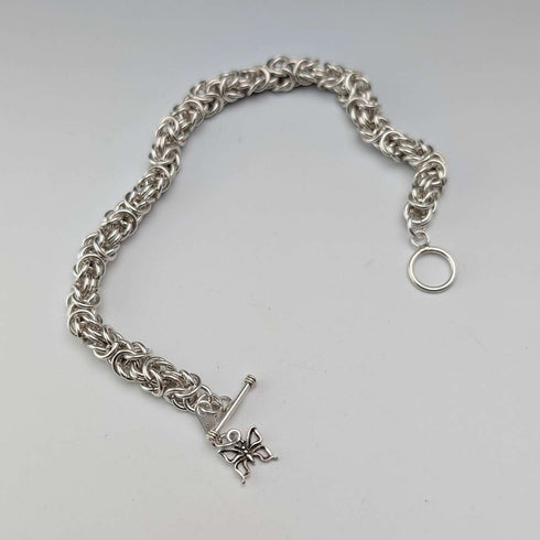 Vintage sterling silver Byzantine chain bracelet 21g