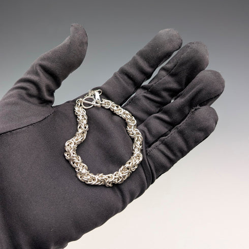 Vintage sterling silver Byzantine chain bracelet 21g