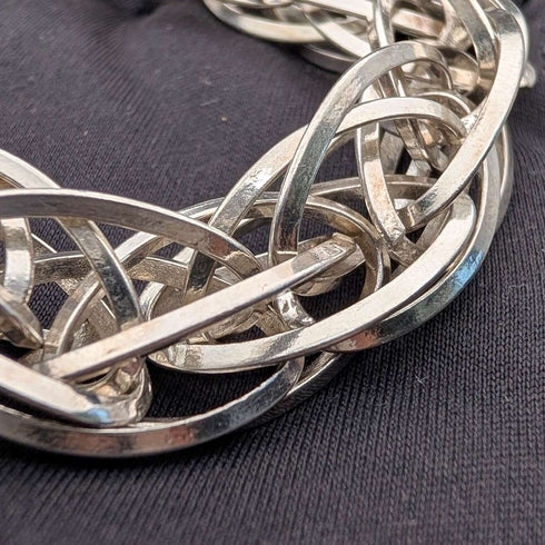 Vintage sterling silver extra thick weave chain bracelet 31g
