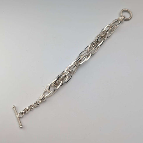 Vintage sterling silver extra thick weave chain bracelet 31g