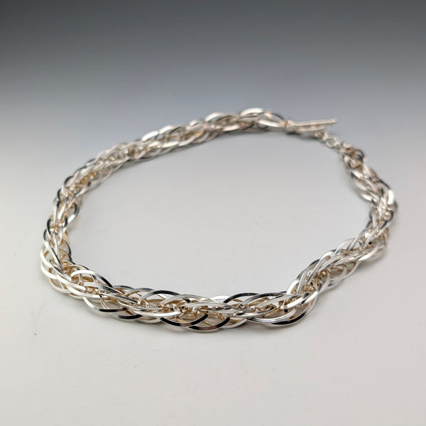 Vintage sterling silver extra thick weave chain necklace 88g