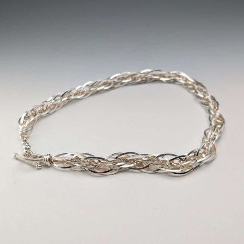 Vintage sterling silver extra thick weave chain necklace 88g