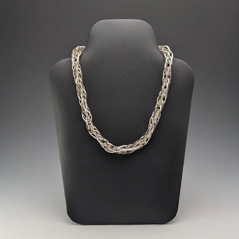 ヴィンテージ 純銀製 極太ウィーブチェーン ネックレス 88g