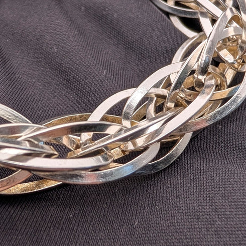 ヴィンテージ 純銀製 極太ウィーブチェーン ネックレス 88g