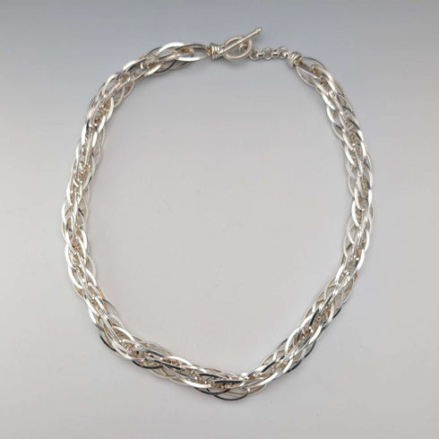 Vintage sterling silver extra thick weave chain necklace 88g