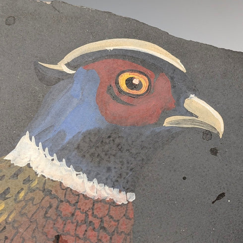 英国ヴィンテージ 石板手書き キジ 壁掛けアート カントリーアート