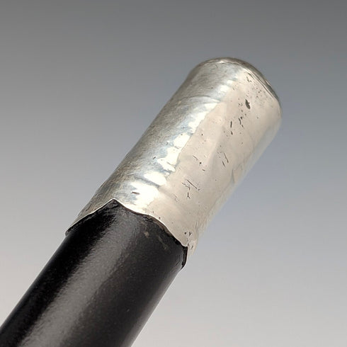 1900年頃 英国アンティーク ブラックシャフト 純銀製ロンデルハンドル ステッキ 90cm