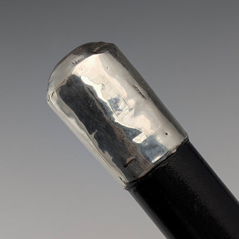 1897 年英國古董黑桿純銀圓柄手杖,90 厘米,GL&Co