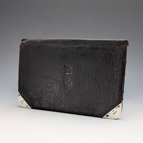 1895 British Antique Sterling Silver Leather Bifold Wallet by Henry Marshall