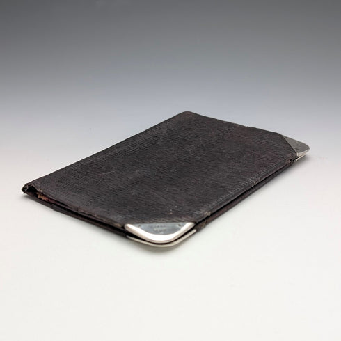 1895 British Antique Sterling Silver Leather Bifold Wallet by Henry Marshall