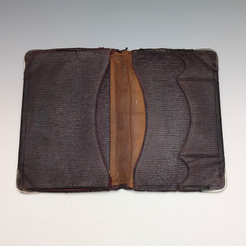1895 British Antique Sterling Silver Leather Bifold Wallet by Henry Marshall