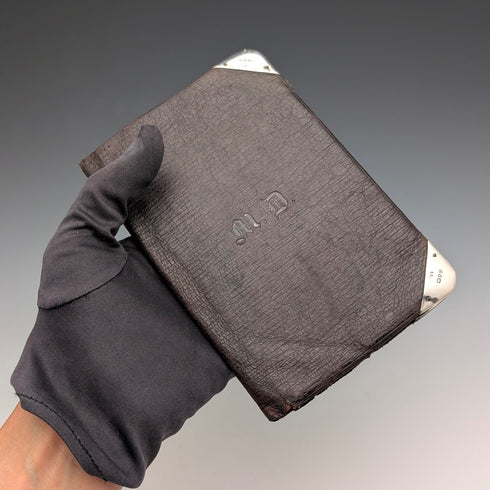 1895 British Antique Sterling Silver Leather Bifold Wallet by Henry Marshall