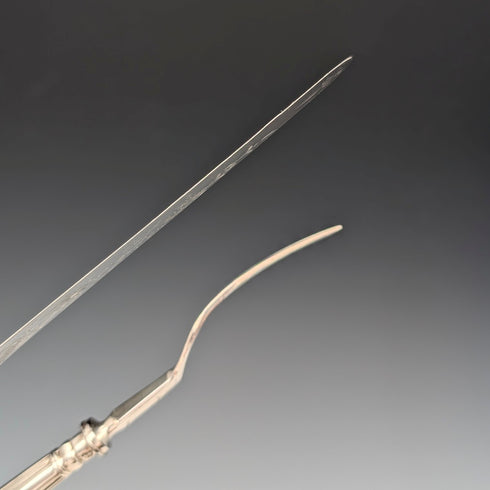 1836 年英國古董純銀柄甜點餐具,2 對,查爾斯·尼德漢姆