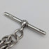 Circa 1910 British Antique Sterling Silver Extra Thick Albert Chain, 62g, Teddy Bear Fob