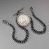 1921 British Antique Sterling Silver Morgan Dollar Fob with Extra Thick Double Albert Chain, 95g, Henry Pope