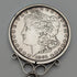 1921 British Antique Sterling Silver Morgan Dollar Fob with Extra Thick Double Albert Chain, 95g, Henry Pope