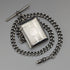 1920 British Antique Sterling Silver Albert Chain, 52g, with Sterling Silver Vesta Case