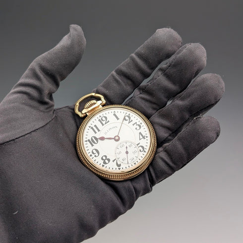 1927 Illinois Van Special, 60-hour power reserve, gold-plated case, pocket watch, railroad watch, in good working order.