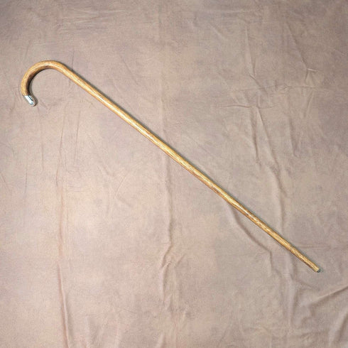 1919 British Antique Brown Shaft, Curved Handle, Pure Silver Decorated Lightweight Walking Stick, 82cm