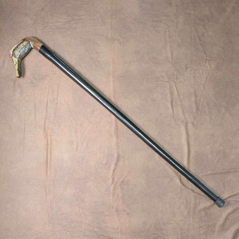 British Vintage Thick Black Shaft Cane with Painted Duckhead Handle, 94cm