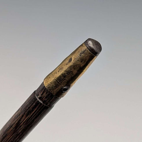 1908年 英国アンティーク ブラウンシャフト 曲がりハンドル 純銀装飾 軽量ステッキ 杖 80cm