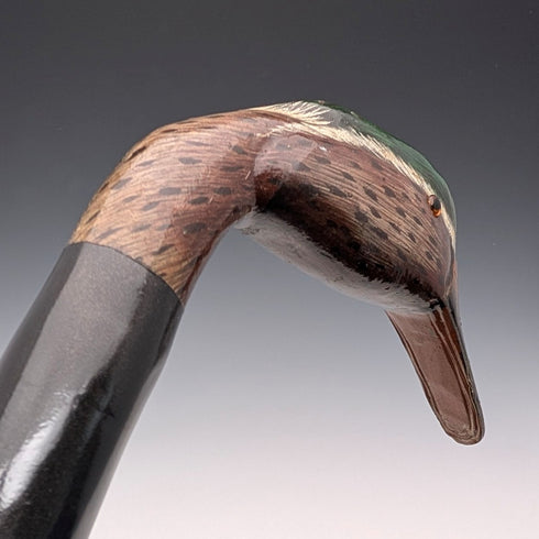 英國復古扭曲黑色桿手杖,配彩繪鴨頭手柄,94 厘米