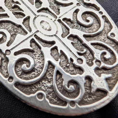 British Vintage Sterling Silver Oval Locket Pendant with Sterling Silver Necklace, 38g Total, CHC