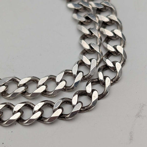 British Vintage Sterling Silver Oval Locket Pendant with Sterling Silver Necklace, 38g Total, CHC