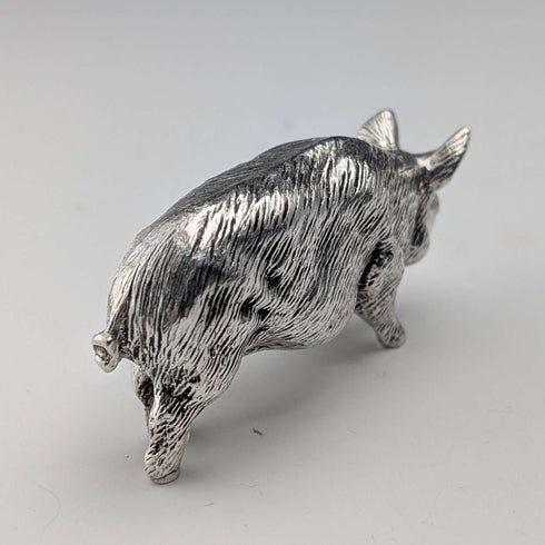 1999 British Vintage Sterling Silver Miniature Pig Figurine, 66g, John Silvant & Marguerite Jones