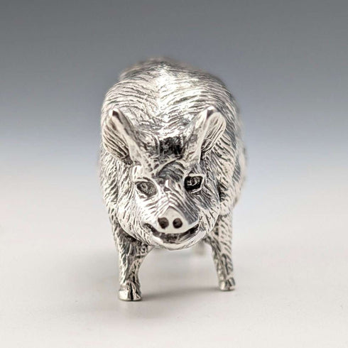 1999 British Vintage Sterling Silver Miniature Pig Figurine, 66g, John Silvant & Marguerite Jones