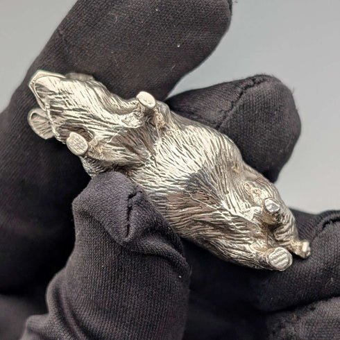 1999 British Vintage Sterling Silver Miniature Pig Figurine, 66g, John Silvant & Marguerite Jones