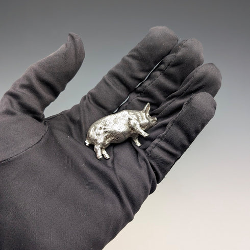 1999年 英国ヴィンテージ 純銀製 豚 ミニチュア フィギュリン 66g John Silvant&Marguerite Jones