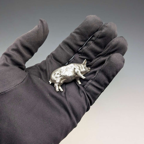 1999 British Vintage Sterling Silver Miniature Pig Figurine, 66g, John Silvant & Marguerite Jones