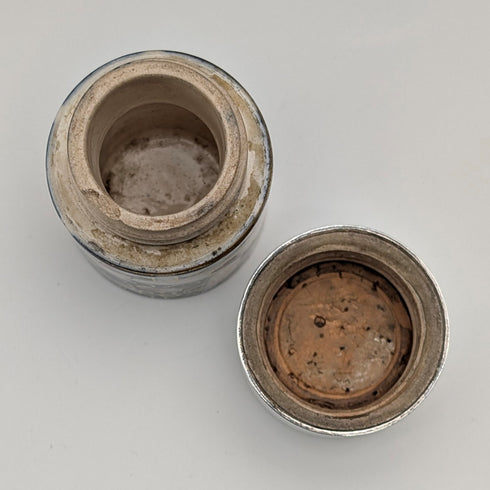 1893 British Antique Silver Lid Imari Pattern Ceramic Bottle Jar by Saunders & Shepherd