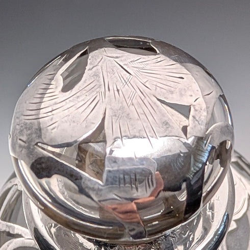 古董美國新藝術風格銀覆層玻璃香水瓶,Alvin