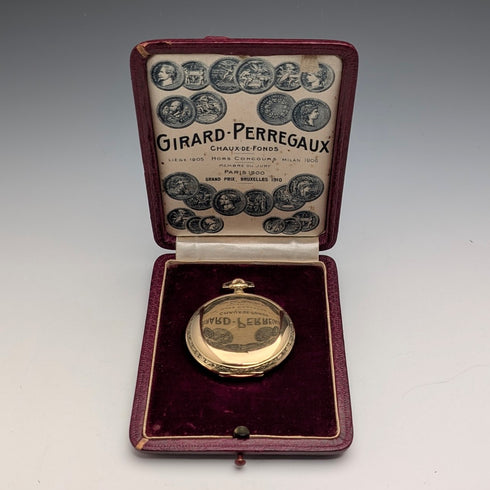 1930年頃 ジラール・ペルゴ 懐中時計 K18ゴールド ハンターケース 動作良好 レザーボックス付