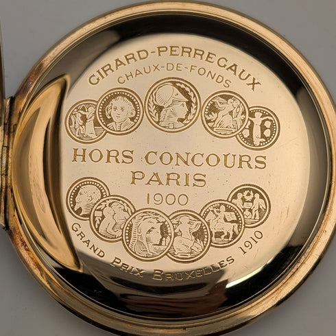 1930年頃 ジラール・ペルゴ 懐中時計 K18ゴールド ハンターケース 動作良好 レザーボックス付